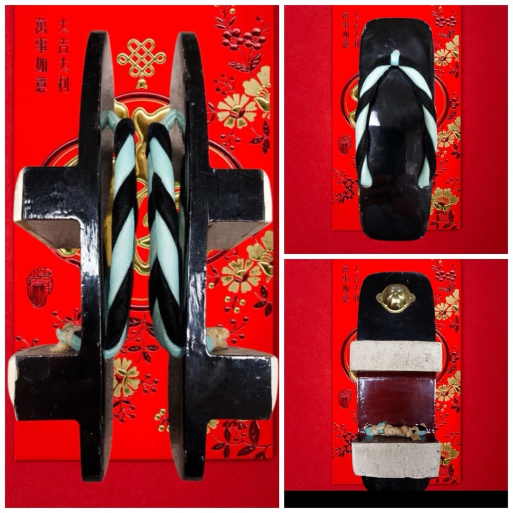 Vintage Traditional Avant Garde Japanese Tengu Geta Ipponba Wood Sandals 6.5